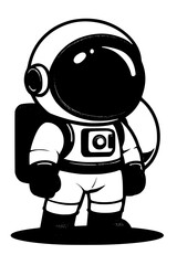 Astronaut character ready for adventure, exploring space, fun cartoon space travel concept