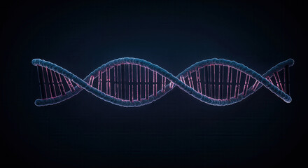 Health Research in Precision Medicine. DNA double helix illustration on a dark background.
