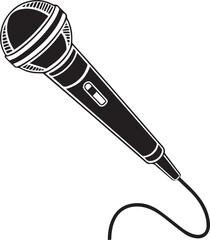 A classic wired microphone illustration, depicting an essential tool for vocal performances, studio recordings, public speaking, and engaging audio content creation