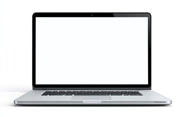 Front view of a modern laptop computer with blank screen