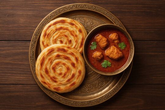 Parotta with Chettinad Chicken Curry