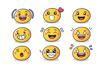 Naklejka premium Expressive and Cute Kawaii Emoji Collection