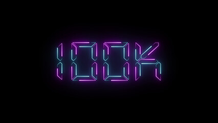 A vibrant neon "100K" text icon glowing with bold electric hues, symbolizing ultimate endurance, achievement, and celebration—perfect for milestone races, fitness goals, or digital accomplishments.
