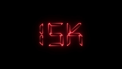 A radiant neon "15K" text icon glowing in vivid colors, representing endurance, progress, and celebration—ideal for fitness goals, race events, or digital accomplishments.
