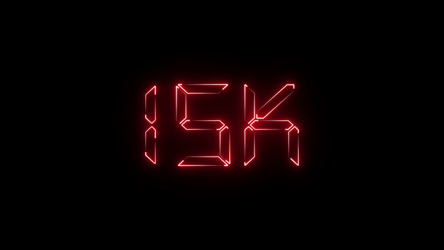 A radiant neon "15K" text icon glowing in vivid colors, representing endurance, progress, and celebration&mdash;ideal for fitness goals, race events, or digital accomplishments.
