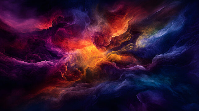 A surreal display of tangled colors clashing in a storm of confusion and unease.
