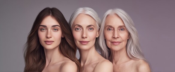 The three women representing beauty across generations with grace and poise.