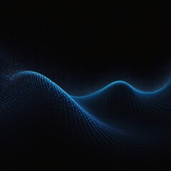 White blue dotted wave – glowing gradient pattern, smooth particle flow on black digital background. Dots display a gradient, transitioning from white to blue hues, creating a sense of depth. 5