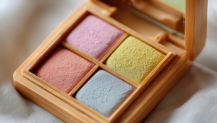 Fototapeta premium Close-up of a compact eyeshadow palette. 
