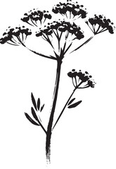 Obraz premium Elegant monochrome sumi-e depiction of yarrow flower with delica