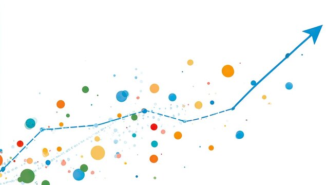Colorful data points illustrate upward trend