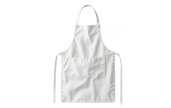 Close up White blank kitchen apron transparent on white background
