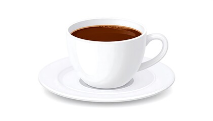 Obraz premium A White Ceramic Cup Filled with Dark, Rich Coffee on a Matching Saucer.