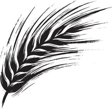 Minimalist sumi-e illustration of A Barley Grain with brush stro