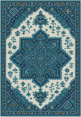 Folk art inspired Persian Vector Carpet with modern Pattern in high definition isolated on white canvas with trending colors
