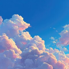 Pastel clouds against a vibrant blue sky. 