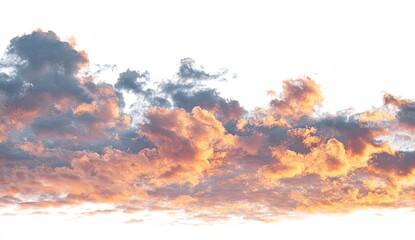 Naklejka premium Sunset cloudscape, vibrant colors against white