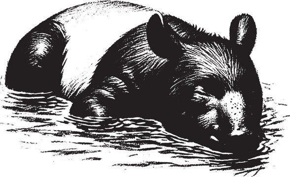 black tapir swimming in water clip art preview