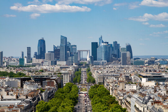 aerial view of Paris la D&eacute;fense