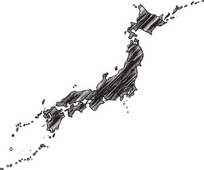 Obraz premium Elegant japan map in woodcut style, showcasing geographical deta
