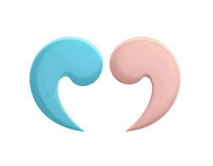  Flat Colorful Blue and Pink Quotation Marks Symbol, Minimal Design, Isolated Transparent Background PNG