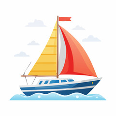Colorful Cartoon Sailboat Illustration
