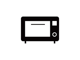黒色の電子レンジのフラットアイコン