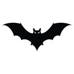 The Mystery of the Black Silhouette of a Bat with Glowing Eyes on a White Background