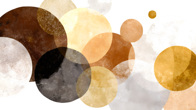Abstract overlapping circles, isolated on transparent background