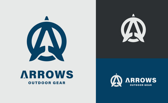 Bold circular logo with a stylized letter A forming an upward arrow, a modern monogram for outdoor gear.