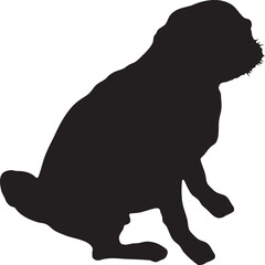 vector, isolated black silhouette of a dog sitting