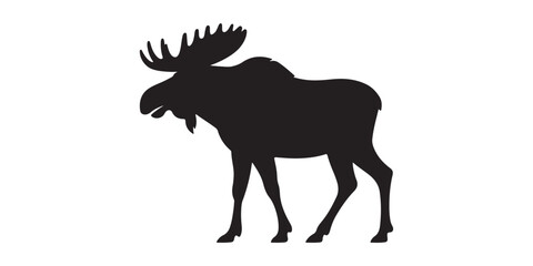 Silhouette of a majestic bull moose with large antlers standing proudly