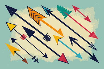 Vibrant Arrows Flying Forward Symbolizing Direction, Aim, and Purpose with Colorful Designs, Ideal for Creative Projects and Modern Branding with a Dynamic, Eye-Catching Aesthetic