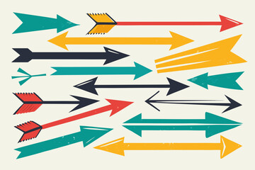 Bold arrows pointing in different directions create a dynamic abstract pattern conveying direction, guidance, and forward movement, perfect for creative marketing or business concepts
