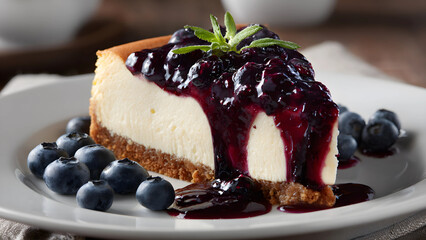 Blueberry Cheesecake with Berry Sauce