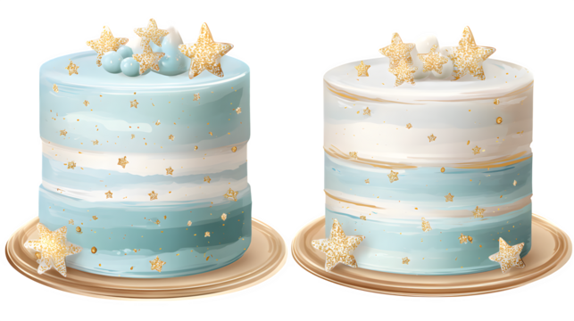 Pastel Star Decorated Cakes, isolated on transparent background - Powered by Adobe