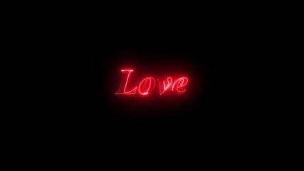 Neon text word Love. glowing neon text love message. valentines day concept. romantic lettering See less Neon love text glowing animation. - Powered by Adobe