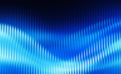 Blue black iridescent ribbed glass background modern trendy abstract pattern and overlay of light highlights.The ribbed texture of the glass. Futuristic and tech style banner background