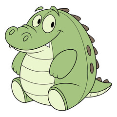 Naklejka premium A cute and friendly cartoon alligator with a big smile and round eyes sitting down