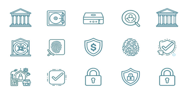Digital security, data protection, cybersecurity, privacy icons, security icons, bank, safety, secure, lock, shield, fingerprint, password, secure documents, protected data, online security, antivirus