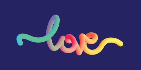 Fototapeta premium Abstract Colorful 3D Gradient Typography of Word LOVE