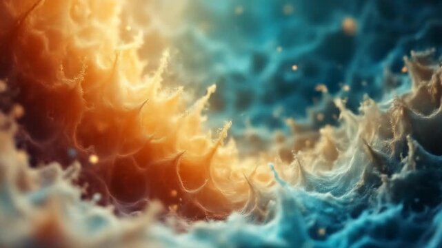 Fundo abstrato com ondas laranja e azul, v&iacute;deo din&acirc;mico de fundo