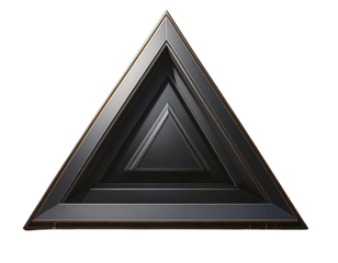 Minimalist Black Triangle Symbol, Flat Geometric Design, Isolated Transparent Background PNG