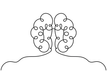 Continuous single line art drawing of the Human Brain of a human organ concept vector