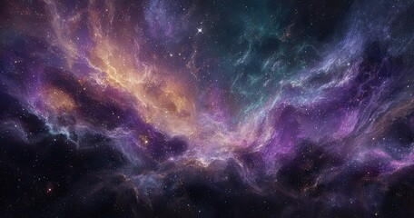 Fototapeta premium Vast nebula swirls with vibrant hues of space