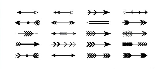 Various stylized black arrows on a white background