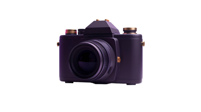 3D Vintage Camera Model – Dark Gray Matte Body with Large Reflective Black Lens