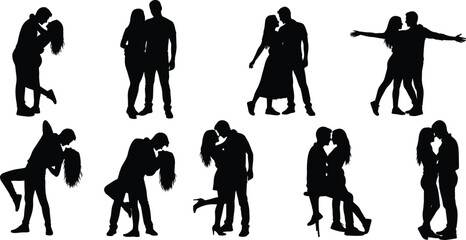 Obraz premium Romantic Couple Silhouette SVG Bundle – Love Clipart for Valentine's Day, Weddings, Sublimation & Cricut Crafts