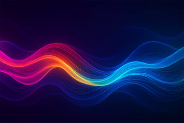 Abstract waves of blue light flow across a colorful background, a vibrant and dynamic pattern