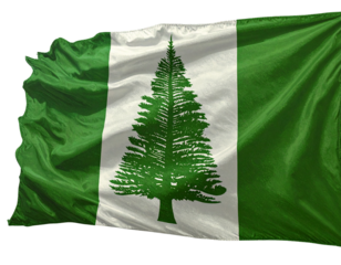  Norfolk Island Flag with Realistic Fabric Waves, Full Horizontal Layout, Isolated on Transparent Background
